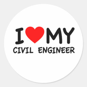 Pegatina Redonda Amo a mi ingeniero civil