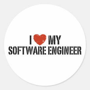 Pegatina Redonda Amo a mi ingeniero de software