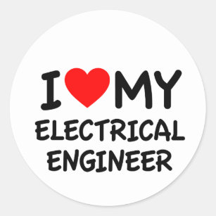 Pegatina Redonda Amo a mi ingeniero eléctrico