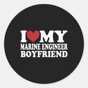 Pegatina Redonda Amo A Mi Ingeniero Novio Funny Girlfriend Vale