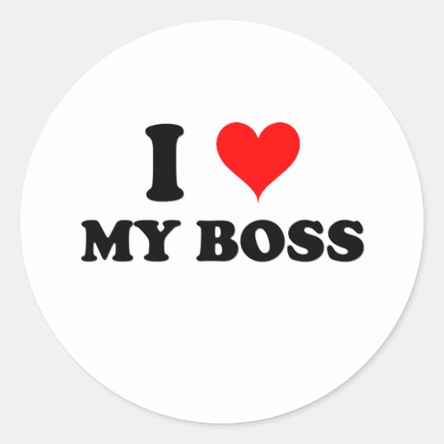 Pegatina Redonda Amo a mi jefe (Anverso)