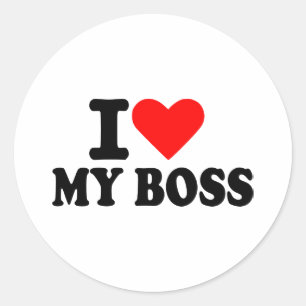 Pegatina Redonda Amo a mi jefe