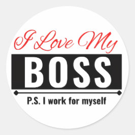 Pegatina Redonda Amo a mi jefe
