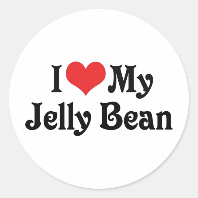 Pegatina Redonda Amo a mi Jelly Bean (Anverso)