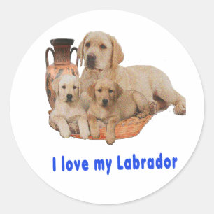 Pegatina Redonda Amo a mi Labrador