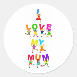 Pegatina Redonda Amo a mi mamá