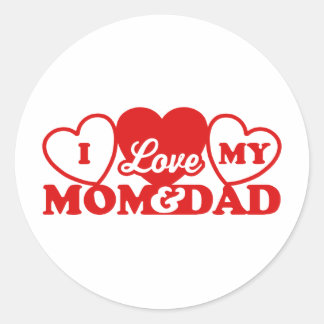 Pegatina Redonda Amo a mi mamá y papá