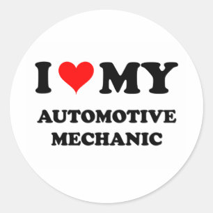 Pegatina Redonda Amo a mi mecánico automotriz