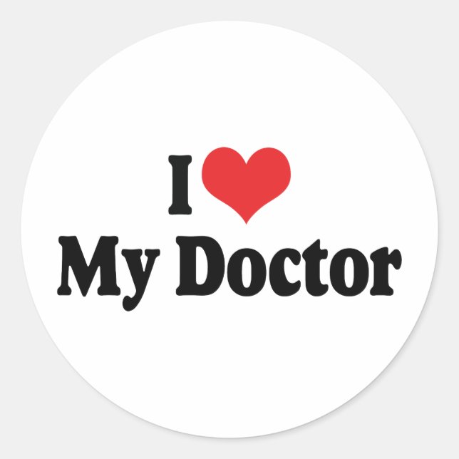 Pegatina Redonda Amo a mi médico (Anverso)