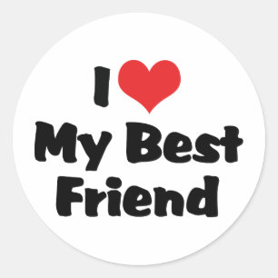 Pegatina Redonda Amo a mi mejor amigo - BFF