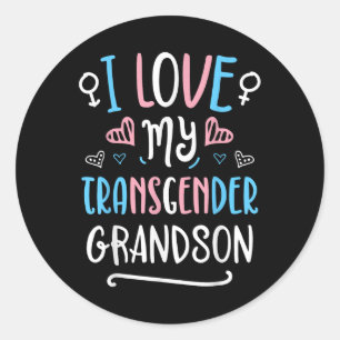 Pegatina Redonda Amo a mi nieto transgénero Orgullo trans LGBT band