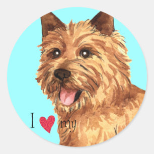Pegatina Redonda Amo a mi Norwich Terrier