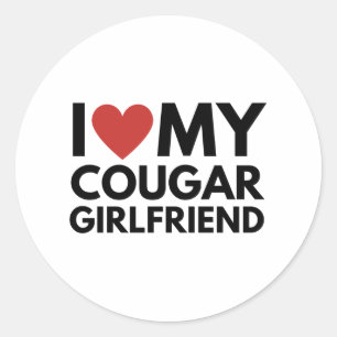 Pegatina Redonda amo a mi novia del cougar