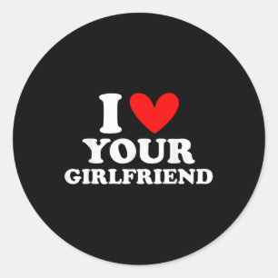 Pegatina Redonda Amo A Mi Novia Que Corazón A Mi Novia