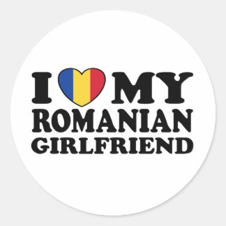 Pegatina Redonda Amo a mi novia rumana