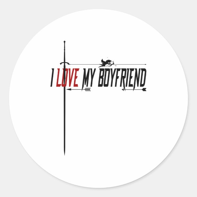 Pegatina Redonda Amo a mi novio (Anverso)