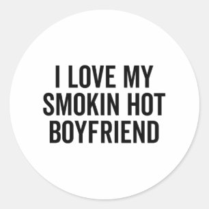 Pegatina Redonda Amo A Mi Novio Caliente Fumador