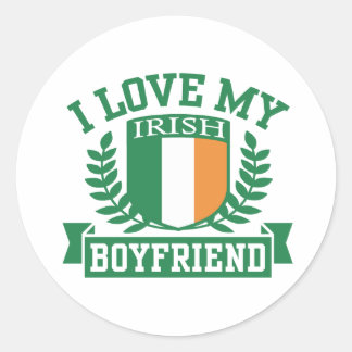 Pegatina Redonda Amo a mi novio irlandés