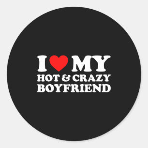 Pegatina Redonda Amo a mi novio loco y caliente Me encanta mi novio