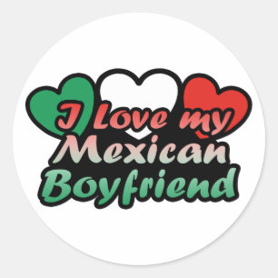 Pegatina Redonda Amo a mi novio mexicano