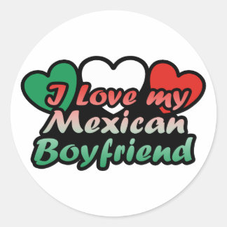 Pegatina Redonda Amo a mi novio mexicano