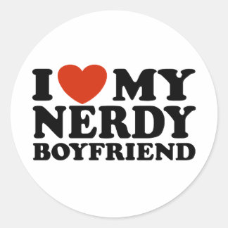 Pegatina Redonda Amo A Mi Novio Nerdy