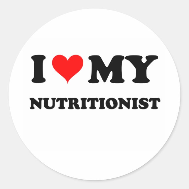 Pegatina Redonda Amo a mi Nutricionista (Anverso)