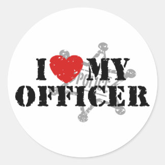 Pegatina Redonda Amo A Mi Oficial De Policía