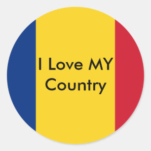 Pegatina Redonda Amo A MI País Rumania Bandera El MUSEO Zazzle