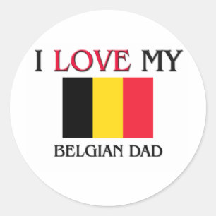 Pegatina Redonda Amo a mi papá belga