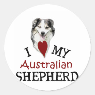 Pegatina Redonda Amo a mi Pastor Australiano