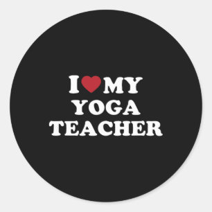 Pegatina Redonda Amo a mi profesor de yoga, me encanta mi profesor