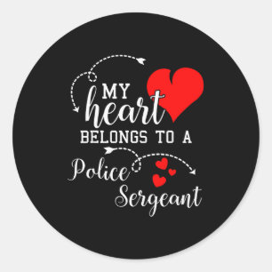 Pegatina Redonda Amo a mi sargento de policía marido regalos esposa