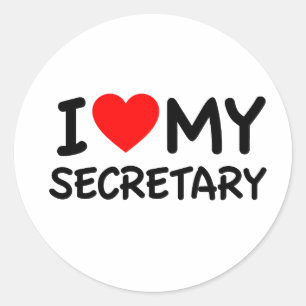 Pegatina Redonda Amo a mi secretaria