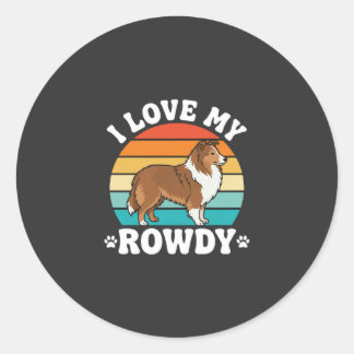 Pegatina Redonda Amo a mi Sheltie Retro Revoltos@