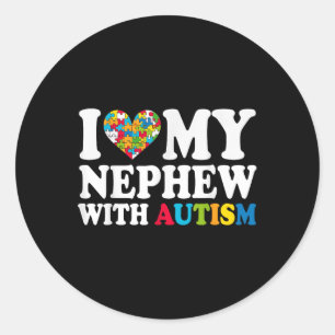 Pegatina Redonda Amo A Mi Sobrino Con Autismo Salud Mental Del Cora
