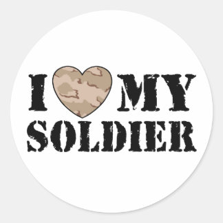 Pegatina Redonda Amo A Mi Soldado