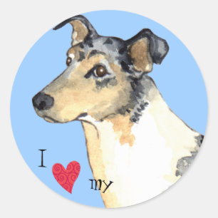 Pegatina Redonda Amo a mi suave collie