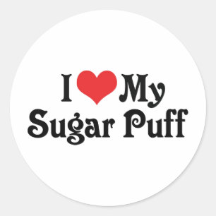 Pegatina Redonda Amo a mi Sugar Puff