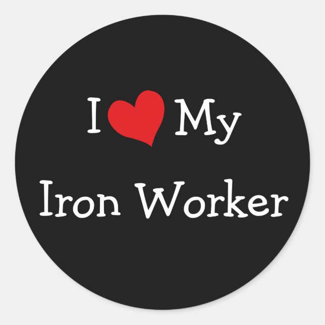 Pegatina Redonda Amo A Mi Trabajador De Hierro (Anverso)