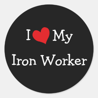 Pegatina Redonda Amo A Mi Trabajador De Hierro