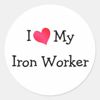 Pegatina Redonda Amo A Mi Trabajador De Hierro