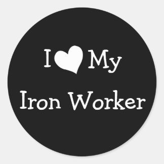 Pegatina Redonda Amo A Mi Trabajador De Hierro