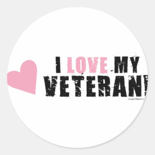 Pegatina Redonda ¡Amo a mi Veterano!