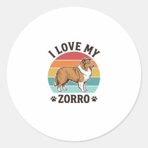Pegatina Redonda Amo a mi Zorro Diseño Vintage Amante de los Perros