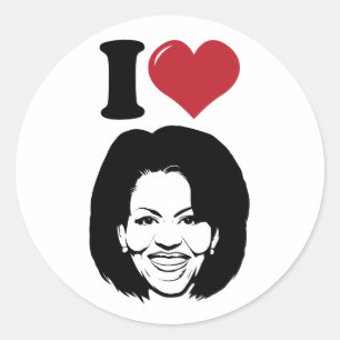 Pegatina Redonda Amo a Michelle Obama