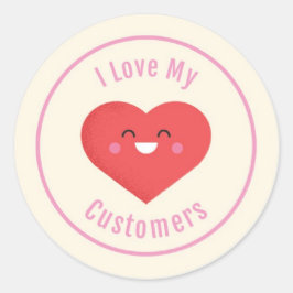 Pegatina Redonda Amo A Mis Clientes