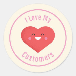 Pegatina Redonda Amo A Mis Clientes