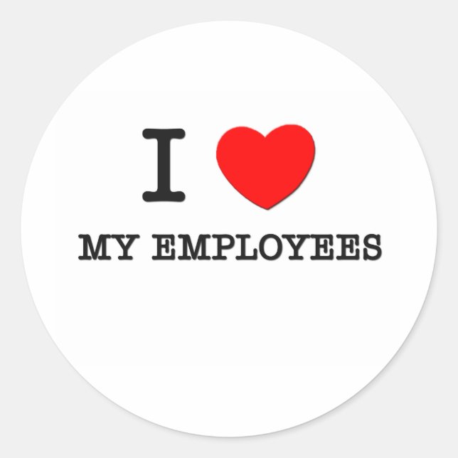 Pegatina Redonda Amo a mis empleados (Anverso)