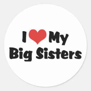 Pegatina Redonda Amo a mis hermanas mayores